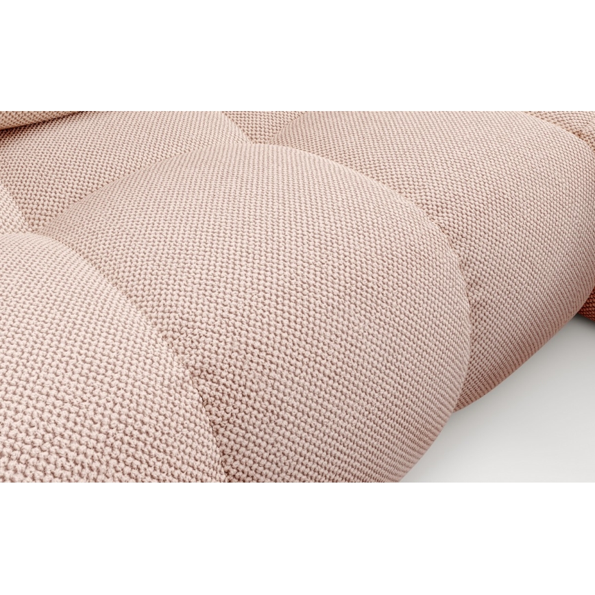 Разтегателен ъглов тапициран диван с ракла за съхранение, L форма, модел ALMADA, десен, розов