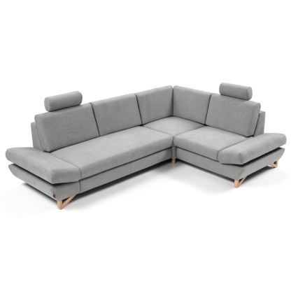 Разтегателна ъглова тапицирана холна гарнитура с ракла, тип L AVESTA, дясна, сива