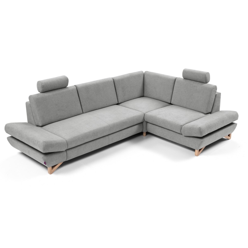 Разтегателна ъглова тапицирана холна гарнитура с ракла, тип L AVESTA, дясна, сива