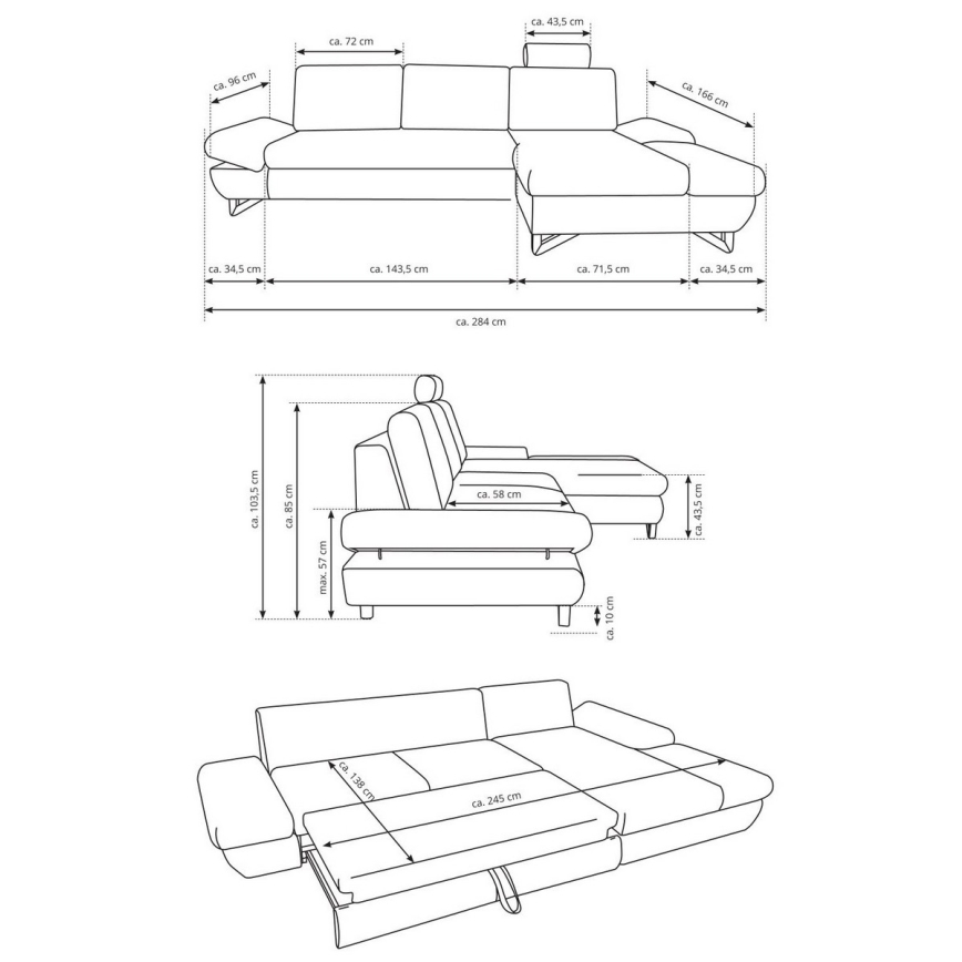 Разтегаем L-образен тапициран диван с ракла AVESTA, десен, сив