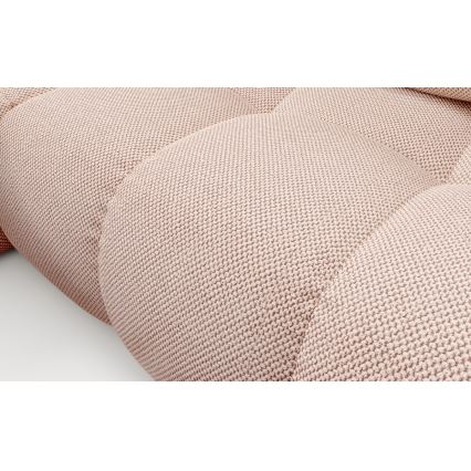 Разтегателен L-образен тапициран ъглов диван ALMADA с вместителна ракла — ляв, розов