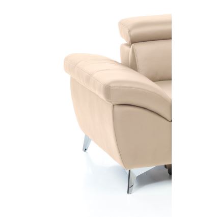 Разтегателен кожен ъглов диван в L форма SALERNO II, десен, бежов