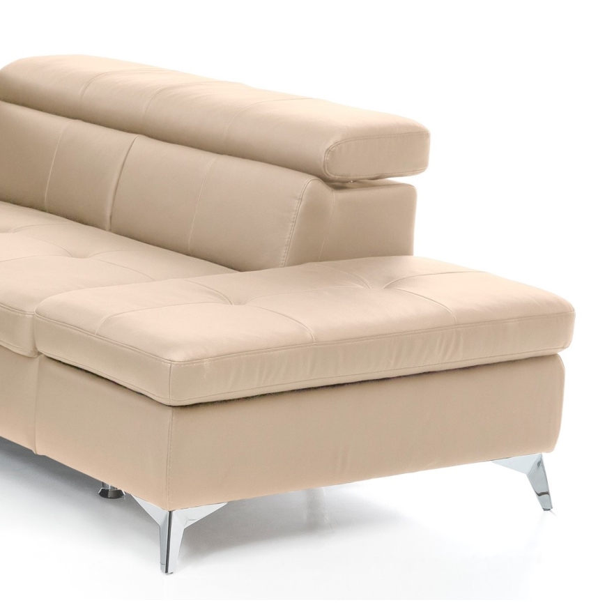 Разтегателен кожен ъглов диван в L форма SALERNO II, десен, бежов