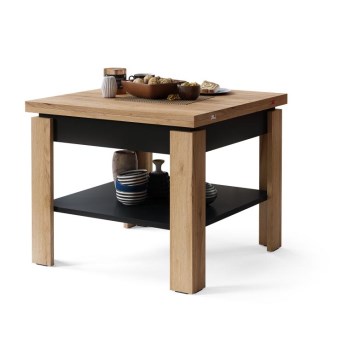 Разтегателна холна/трапезна маса с рафт LIA дъб крафт/черен