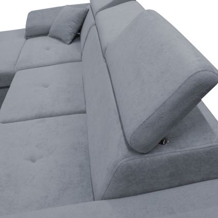 L-образен разтегателен ъглов диван с ракла CASTELO, ляв, тъмносив