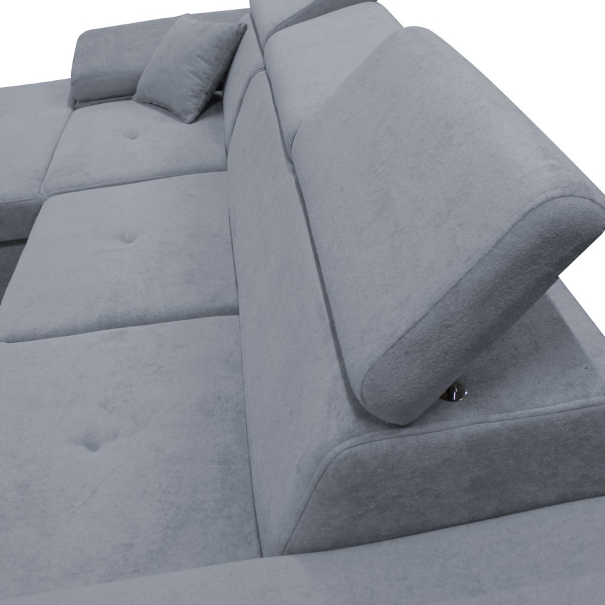 L-образен разтегателен ъглов диван с ракла CASTELO, ляв, тъмносив