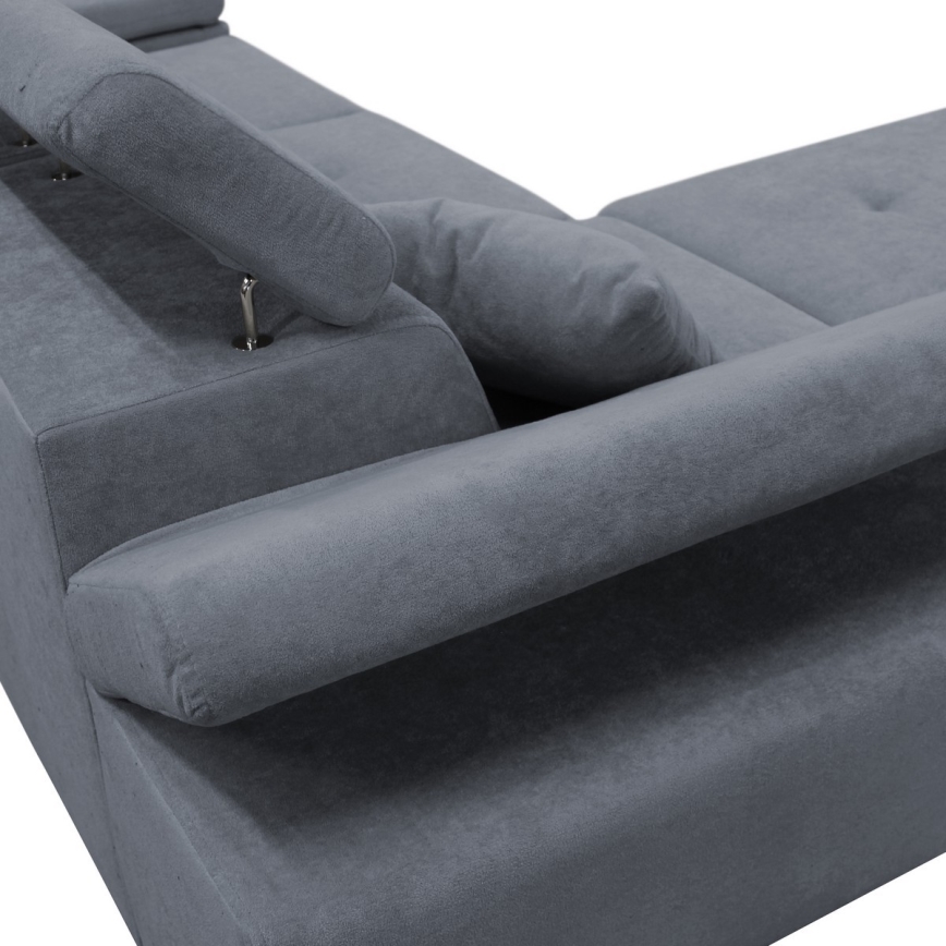 L-образен разтегателен ъглов диван с ракла CASTELO, ляв, тъмносив