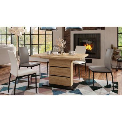 Разтегателна трапезна маса PAOLO дъб крафт/черен