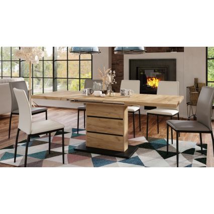 Разтегателна трапезна маса PAOLO дъб крафт/черен