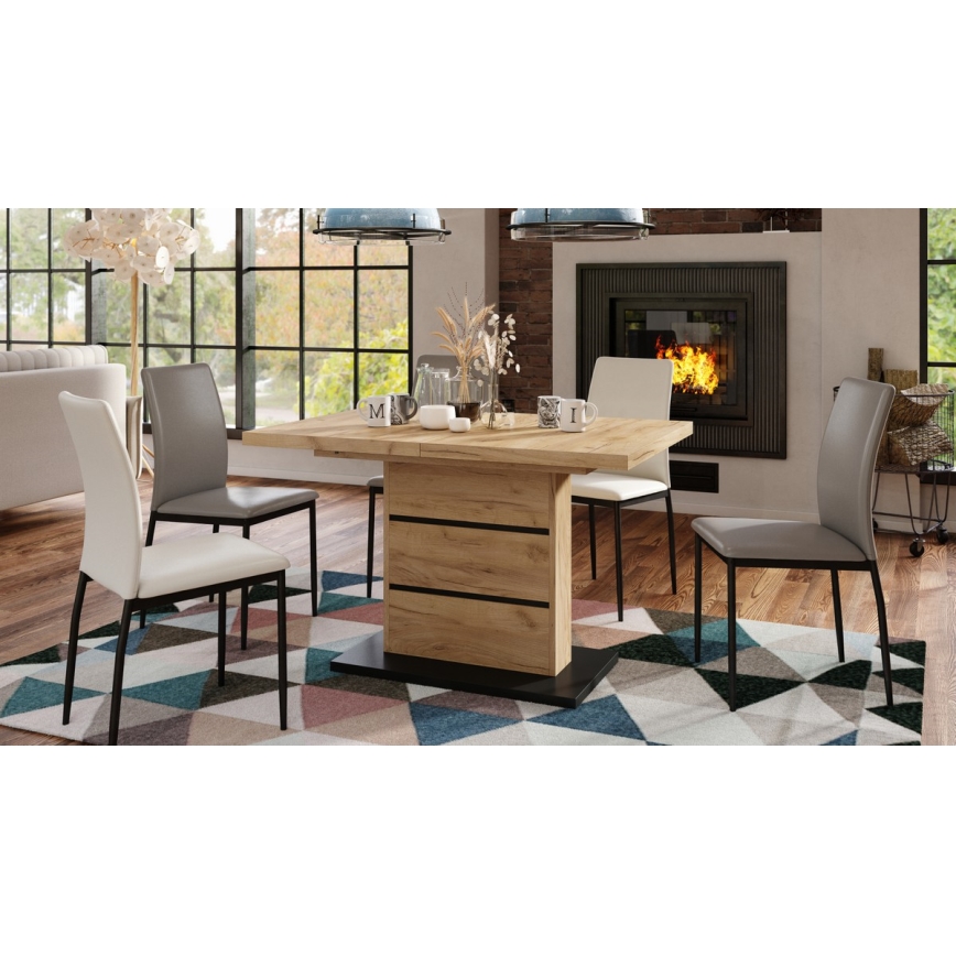 Разтегателна трапезна маса PAOLO дъб крафт/черен