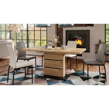 Разтегателна трапезна маса PAOLO дъб крафт/черен