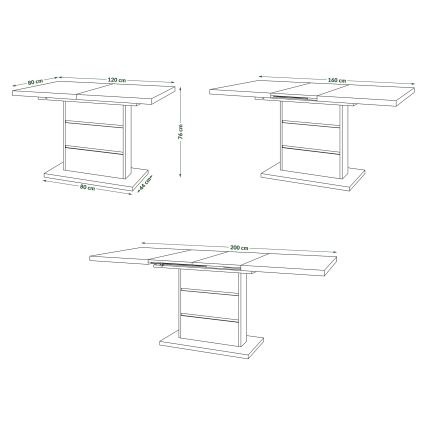 Разтегателна трапезна маса PAOLO дъб крафт/черен
