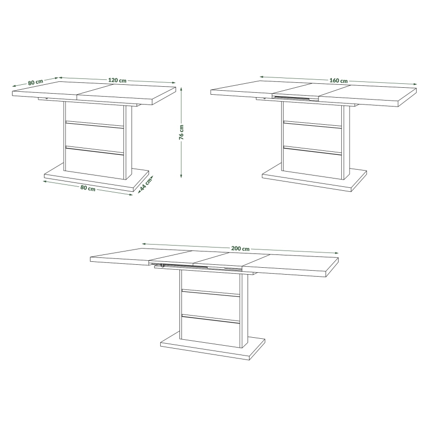Разтегателна трапезна маса PAOLO дъб крафт/черен