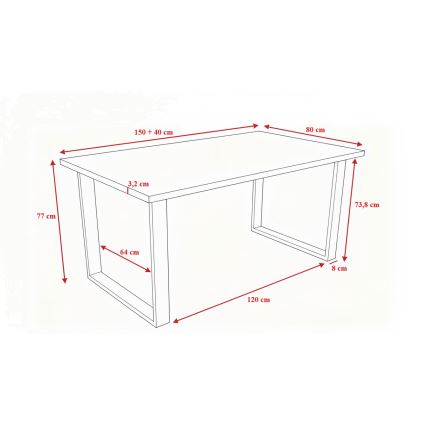 Разтегателна трапезна маса COLIN сив цвят