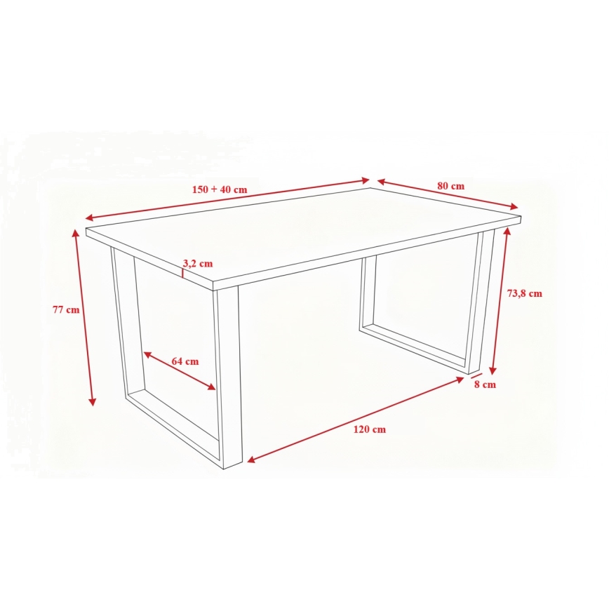 Разтегателна трапезна маса COLIN сив цвят