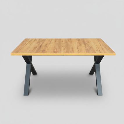 Разтегателна трапезна маса DOMO 150/190x80 см, дъб крафт/черен