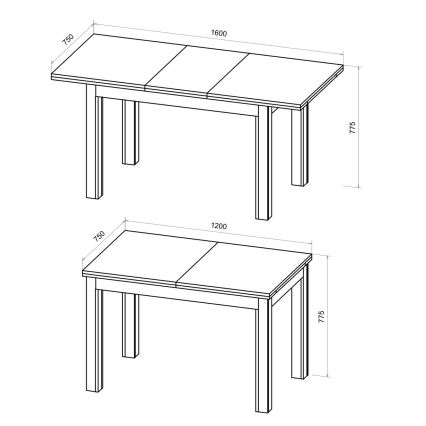 Разтегателна трапезна маса DOO, дъб artisan/черен