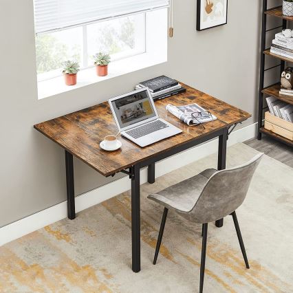 Разтегателна трапезна маса ELDUR, кафява/черна