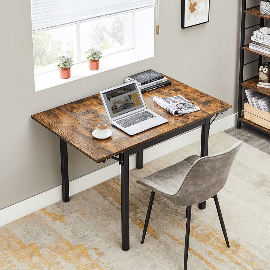 Разтегателна трапезна маса ELDUR, кафява/черна