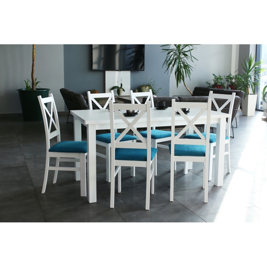 Разтегателна трапезна маса LIAM бяла