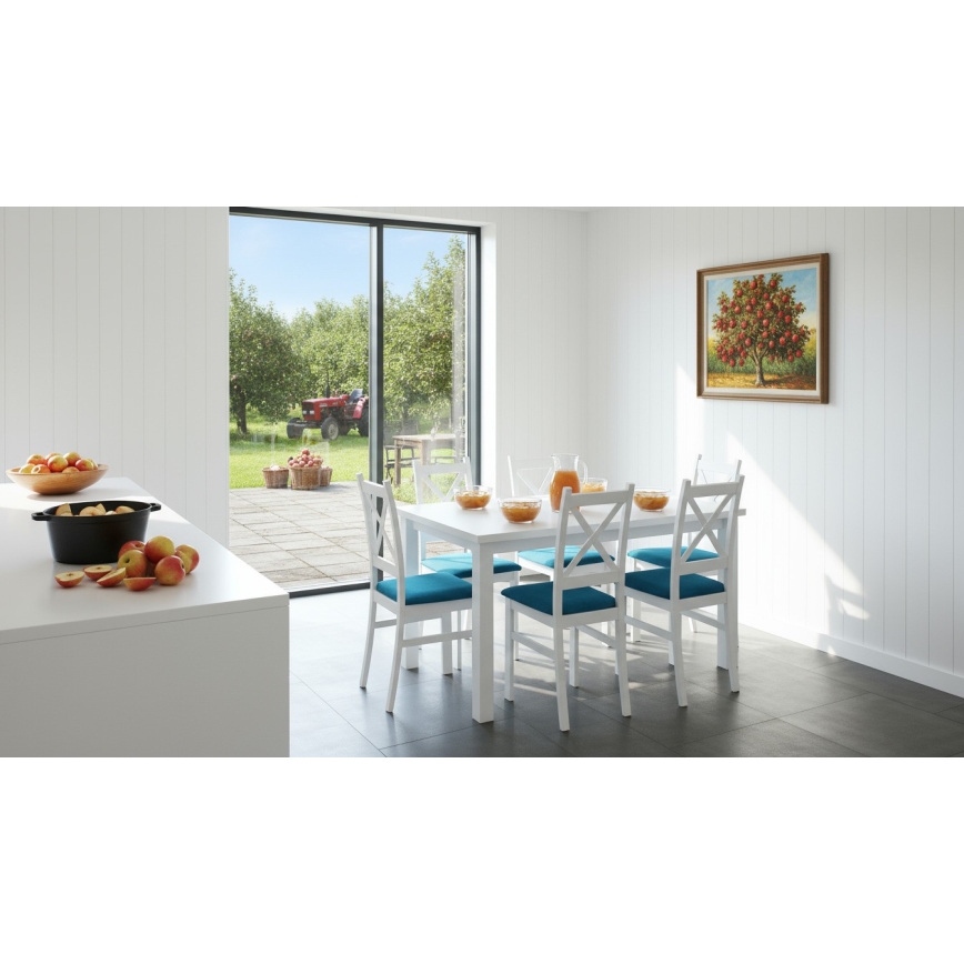 Разтегателна трапезна маса LIAM бяла