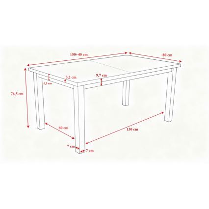 Разтегателна трапезна маса LIAM дъб