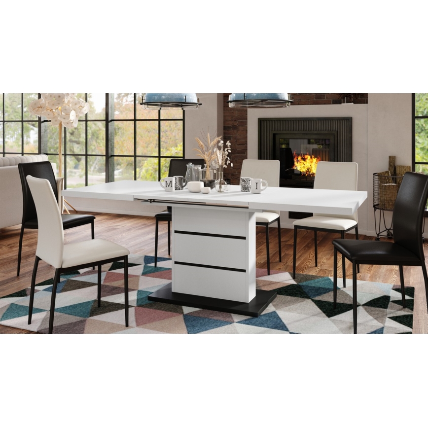 Разтегателна трапезна маса PAOLO бял/черен