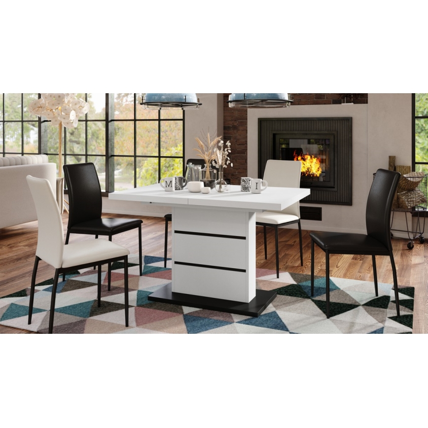 Разтегателна трапезна маса PAOLO бял/черен