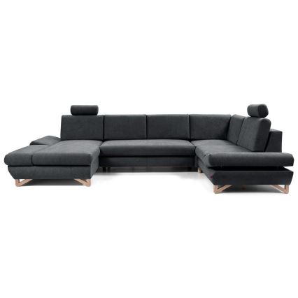 Разтегаем ъглов тапициран диван с място за съхранение, U-образен AVESTA, антрацит
