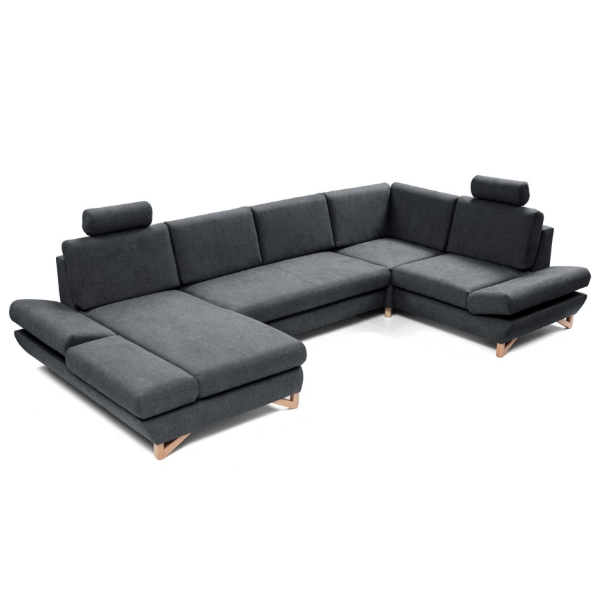 Разтегаем ъглов тапициран диван с място за съхранение, U-образен AVESTA, антрацит