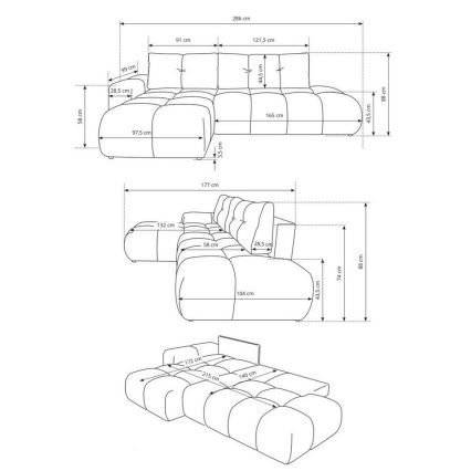 Разтегателен тапициран ъглов диван с място за съхранение, L-образен, ALMADA, десен, розов