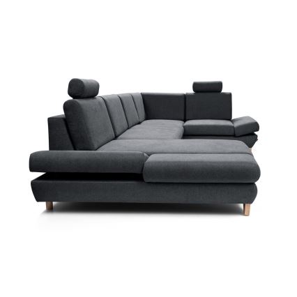 Разтегателна ъглова тапицирана холова гарнитура AVESTA с U-образно място за съхранение, антрацит