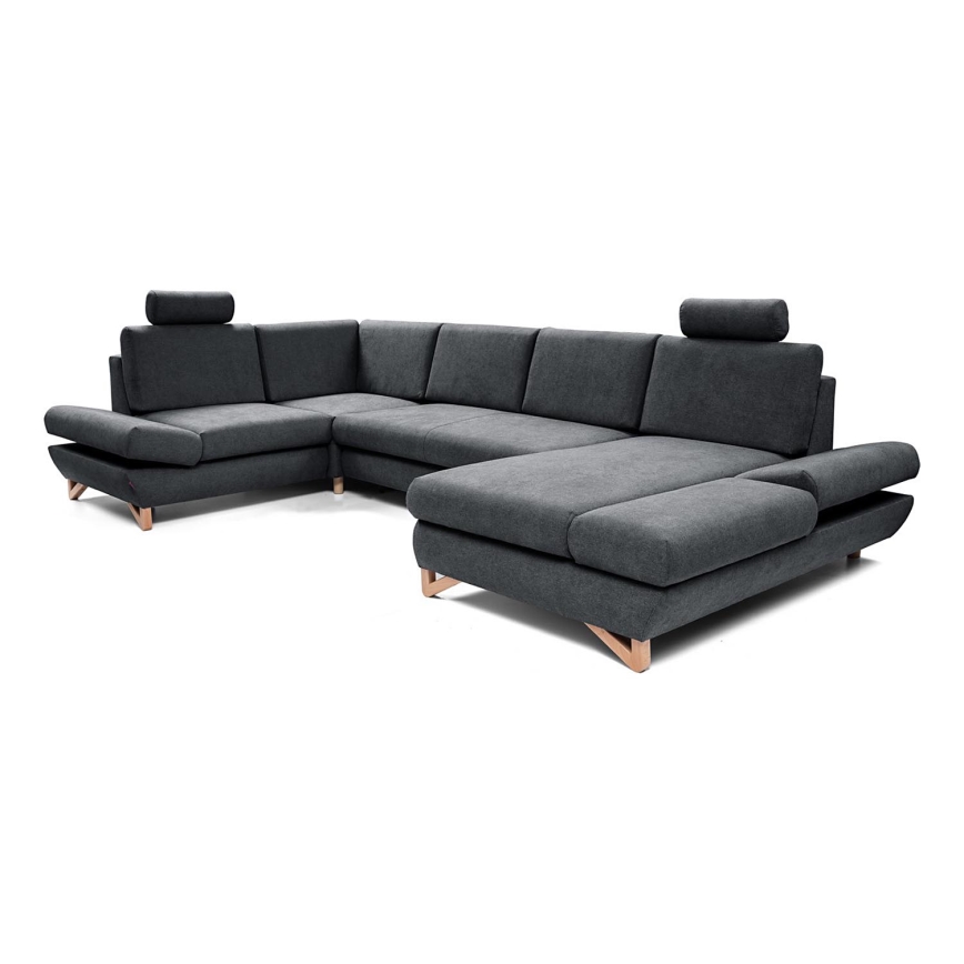 Разтегателна ъглова тапицирана холна гарнитура U-образна с място за съхранение AVESTA, антрацит