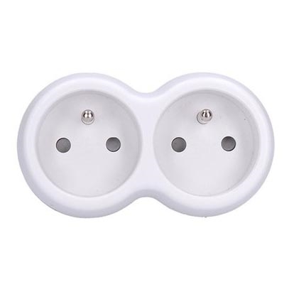Разклонител 2x 10A, бяло-сив
