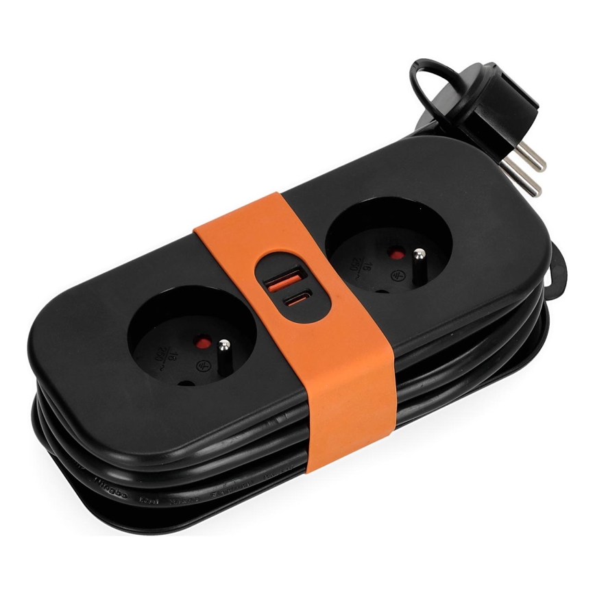 Разклонител 2Z + 2xUSB 1,4 м черен
