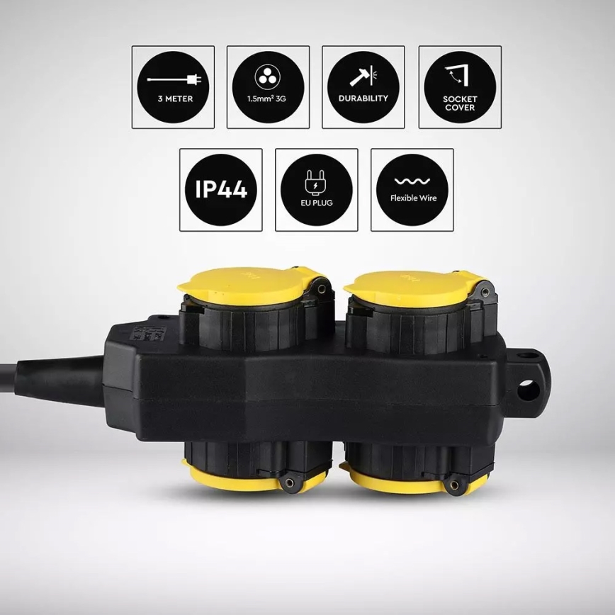 Разклонител 4Z SCHUKO 3m IP44