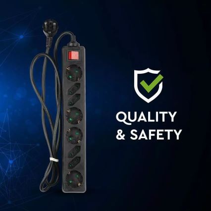 Разклонител с превключвател SCHUKO 8Z 1,5 м