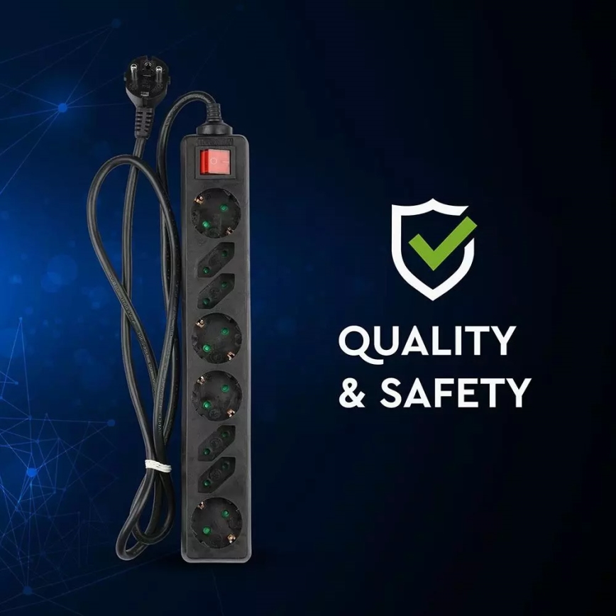 Разклонител с превключвател SCHUKO 8Z 1,5 м