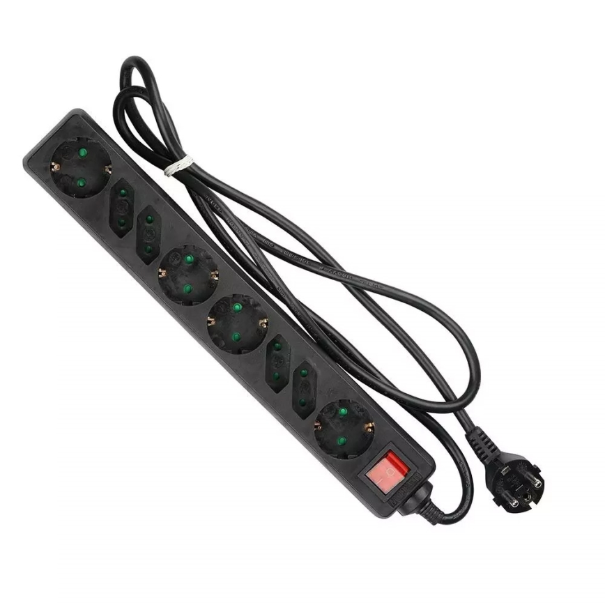Разклонител с превключвател SCHUKO 8Z 1,5 м