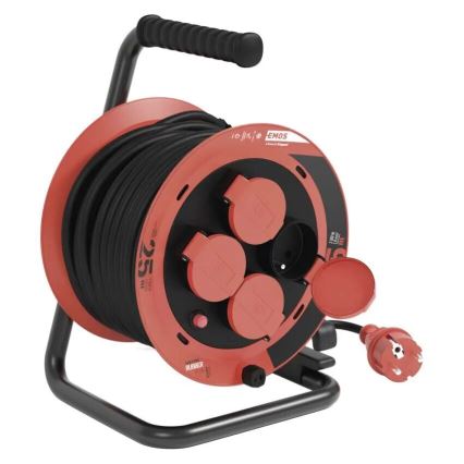 Разклонител с макара с 4 контакта 25m IP44 червен