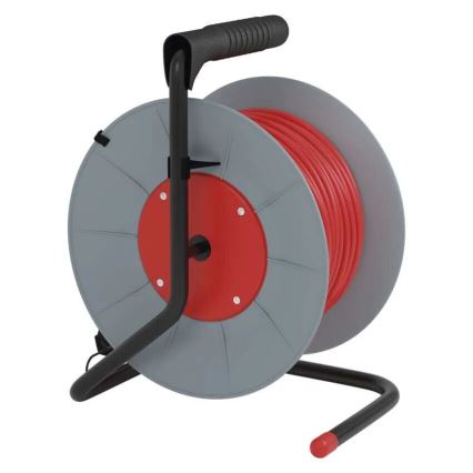 Разклонител с макара с 4 контакта 25m сив/червен