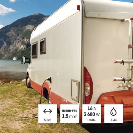 Разклонител с макара с 4 контакта 50m червен IP44