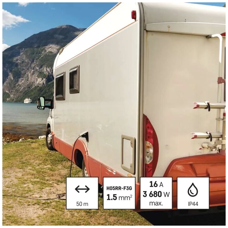 Разклонител с макара с 4 контакта 50m червен IP44