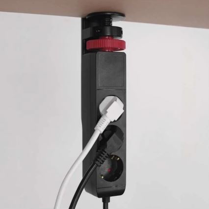 Разклонител с прикачване към маса 3Z + 3xUSB 1,5m черен