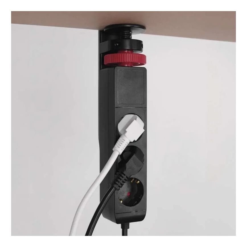 Разклонител с прикачване към маса 3Z + 3xUSB 1,5m черен