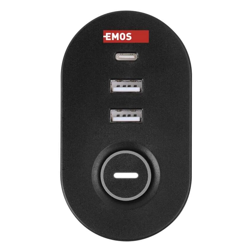 Разклонител с прикачване към маса 3Z + 3xUSB 1,5m черен