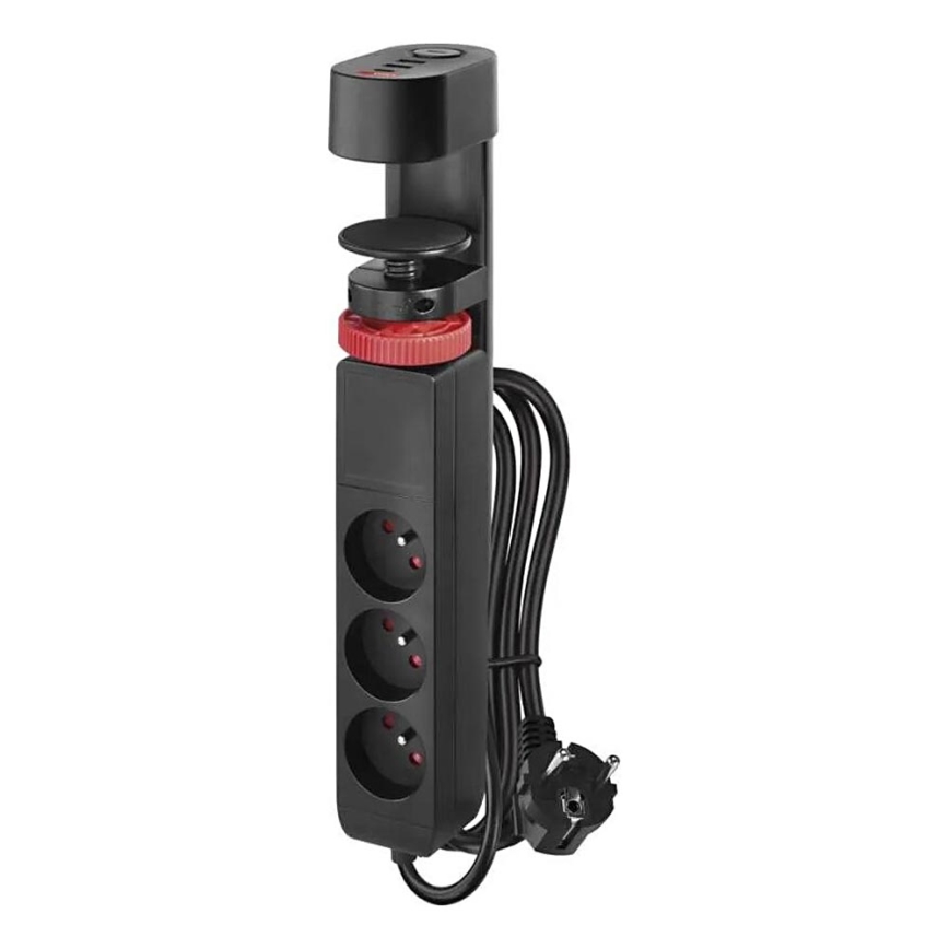Разклонител с прикачване към маса 3Z + 3xUSB 1,5m черен