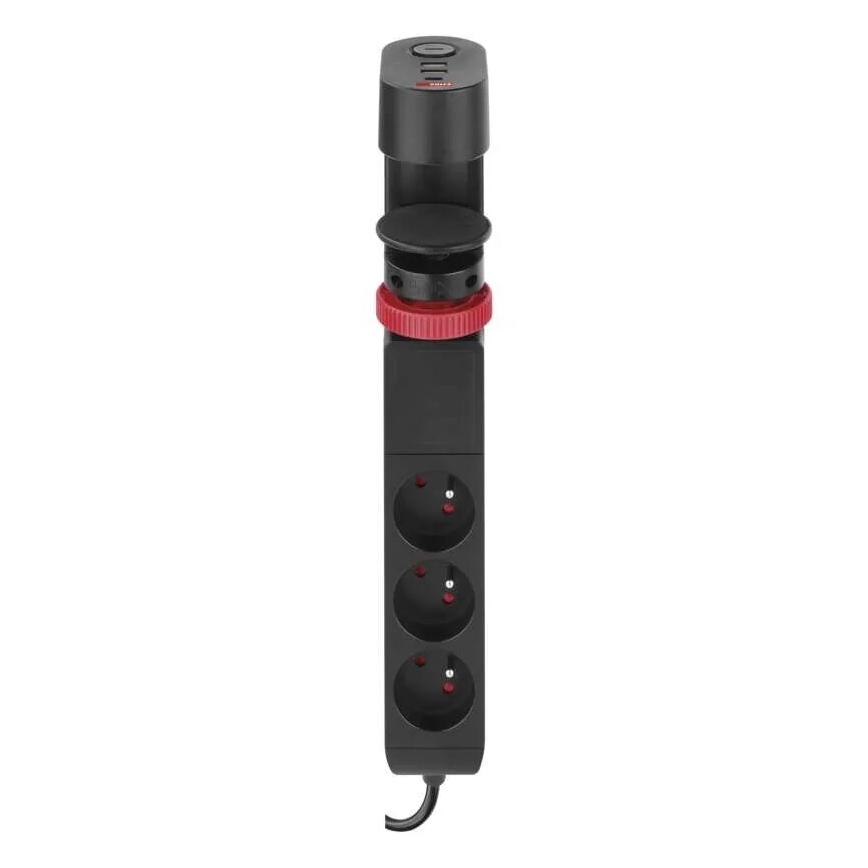 Разклонител с прикачване към маса 3Z + 3xUSB 1,5m черен