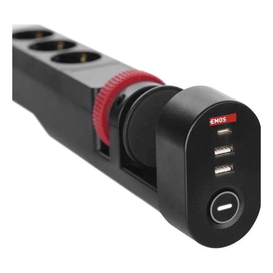 Разклонител с прикачване към маса 3Z + 3xUSB 1,5m черен