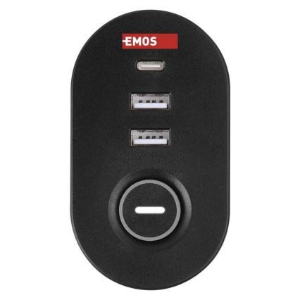 Разклонител с прикачване към маса 3Z + 3xUSB 1,5m черен